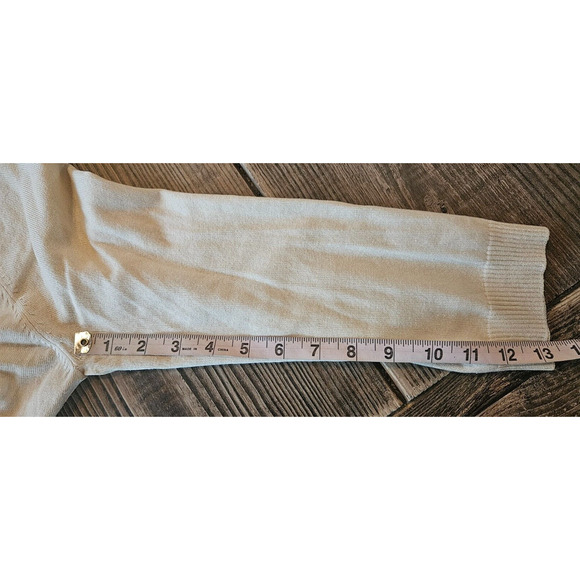 Cynthia Steffe Cardigan Sweater Womens Small Ivory Gold Beaded Silk Coquette - Picture 11 of 11